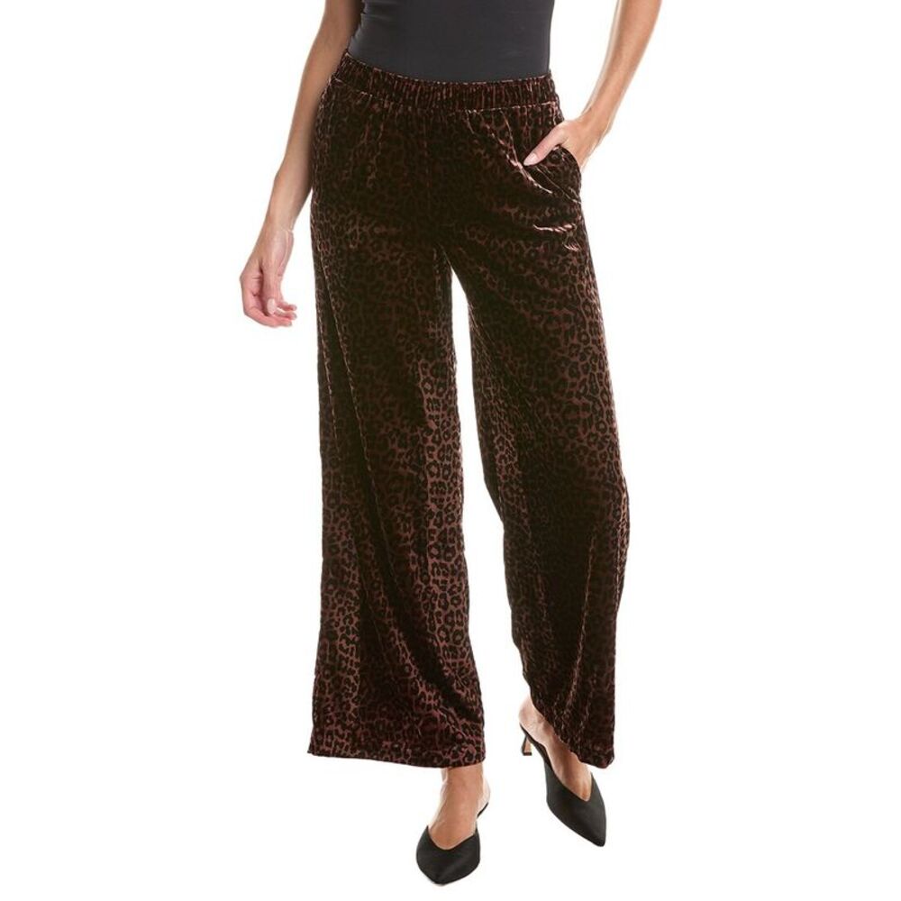 Johnny Was Womens  Wide Leg Velvet Pant, Brown